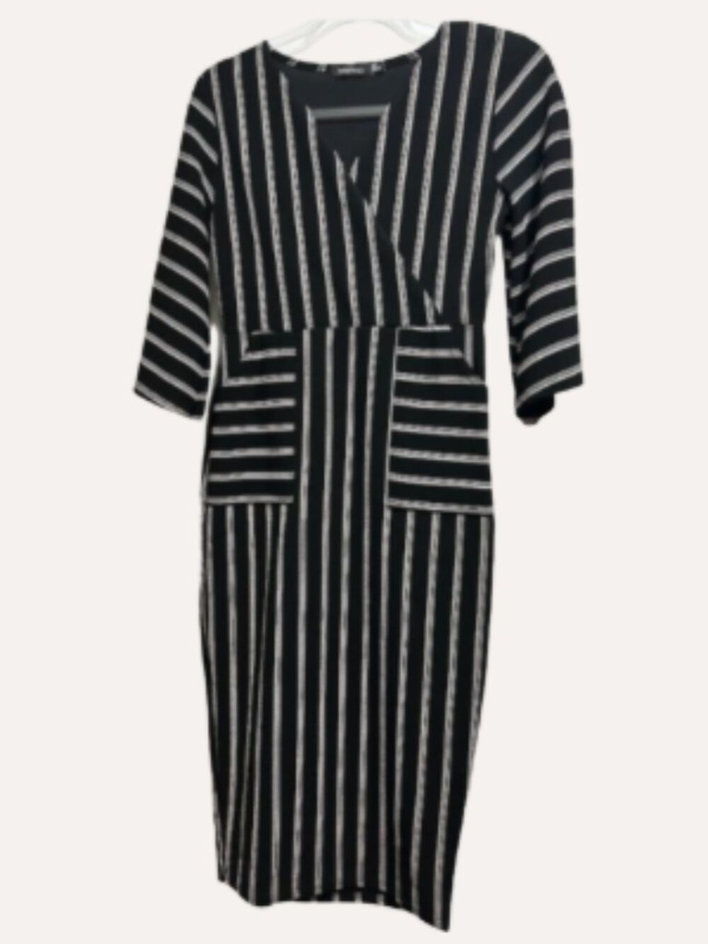 Boohoo Black and White Striped Dress Size 8